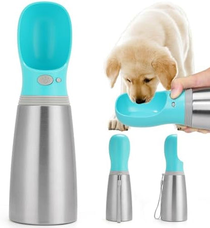 Portable Dog Water Bottle, 24 OZ Stainless Steel Pet Water Dispenser by Anipaw
