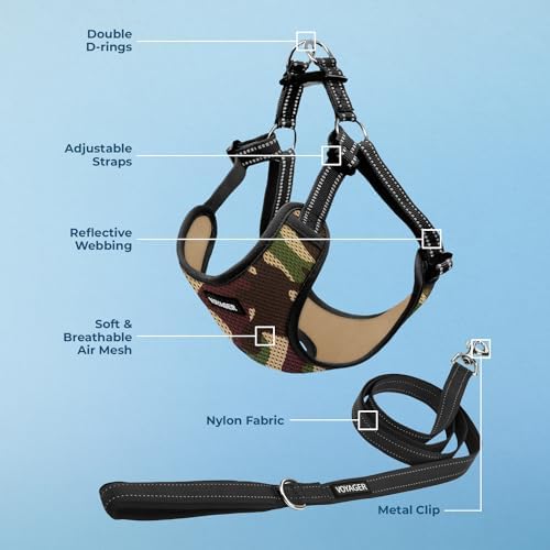 Best Pet Supplies Voyager Adjustable Step-in Flex Breathable Mesh Dog Harness for Small Medium Large Dogs Leash Set (Army Base), M - Image 3