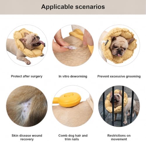 H HIDREAM Dog Cone Collar Stress-Free Recovery Cone Alternative: Adjustable Depth & Diameter for Wide-Neck Dogs (Pugs, Bulldogs, Bullies) Daisy Yellow XL-B - Image 5