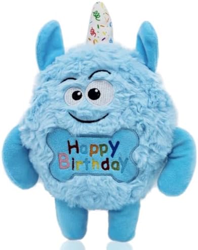 Monster Dog Birthday Toy for Gifts, Stuffed Dog Plush Toy, Blue by HUGEME