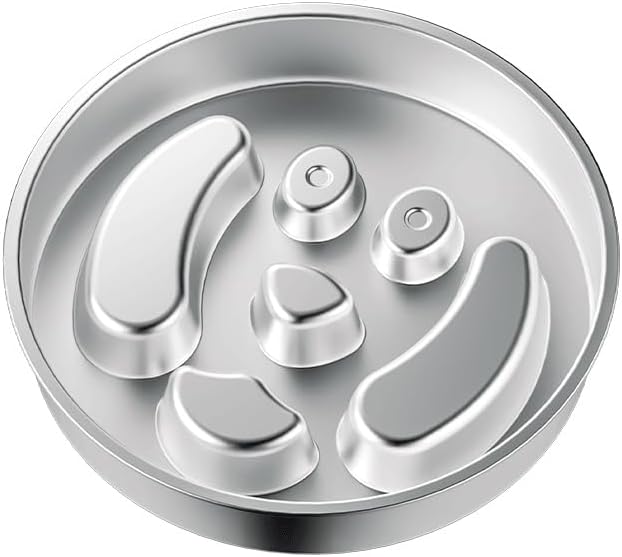 Slow Feeder Dog Bowl Stainless Steel Dog Slow Feeder Food Bowl, Metal Non-Slip Lick Plate,Puppy or Cat Food Holder,Pet Supplies,Puzzle Maze Dish for Small & Medium Sized Breeds (Cat Paw)