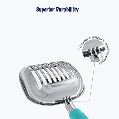 WePet Cat Litter Scoop, Aluminum Alloy Sifter, Kitty Metal Scooper, Deep Shovel, Long Handle, Poop Sifting, Kitten Pooper Lifter, Durable, Heavy Duty, for Litter Box - Image 3