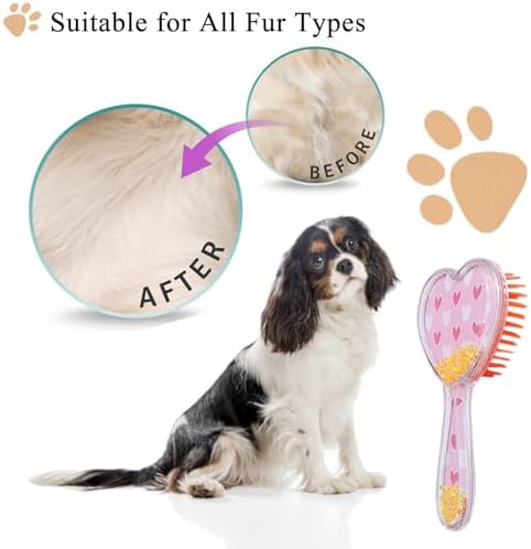 Small Soft Dog Grooming Brush Pet Massage Hair Brush (White Heart) - Image 5
