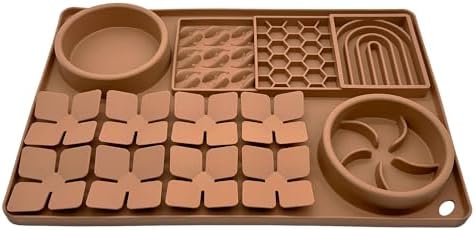 Slow Feeder Bowl, Silicone Lick Mat with Suction Cups for Dog Cat, Snuffle Mat for Pet Smell Training, Puzzle Toys for Bored Puppy, Interactive Sniff Mat for Slow Eating and Keep Busy, Brown - Image 2