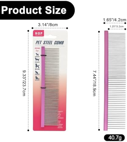 HOP Purple Large Pet Stainless Steel Comb for Dogs&Cats 7.44in/18.9cm - Image 6