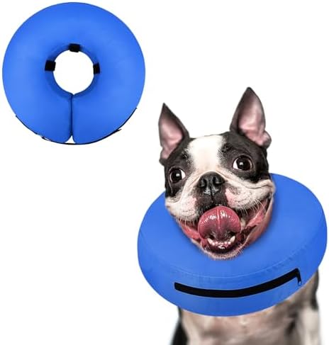 Supet Inflatable Dog Cone Collar Alternative After Surgery, Doggie Neck Donut Collar Recovery ECollar for Post Surgery, Soft Dog Cone for Small Medium Puppies Cats by Supet