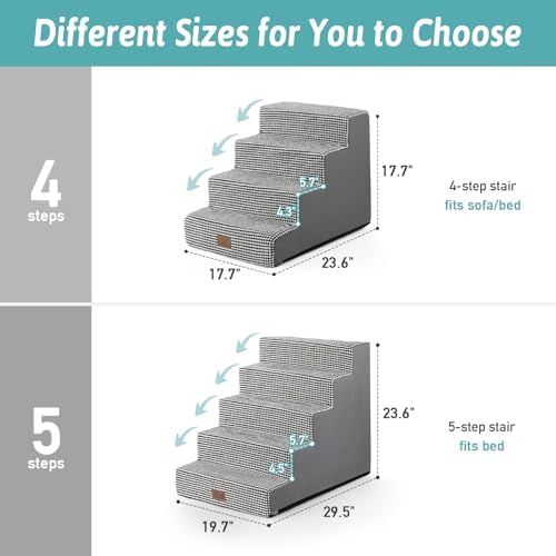 COZY KISS Dog Stairs for Small Dogs, 5 Step Pet Stairs for Beds & Couches - Image 3