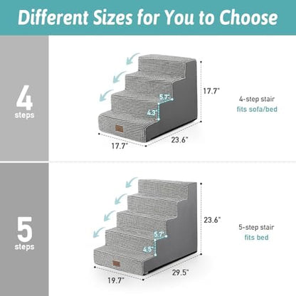 COZY KISS Dog Stairs for Small Dogs, 5 Step Pet Stairs for Beds & Couches - Image 3