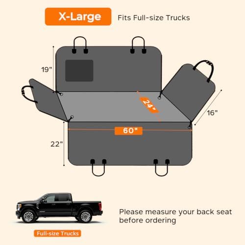 URPOWER XL Dog Seat Cover for Full-Size Truck Back Seat, Waterproof Hammock - Image 6