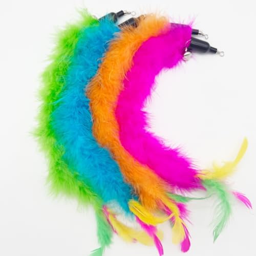 Cat Wand Replacement Feather Worm Snake, 10 Pieces Cat Wand Attachments Assorted Snakes Worms Feathers Refill Toy for Indoor Cats (B) - Image 6