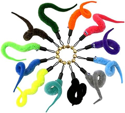 AcceLeah Cat Worm Toy Teaser Wand Replacement, Cat Worms & Dragonfly Refill, Assorted Teaser Refills with Bell (12Pcs) - Image 6
