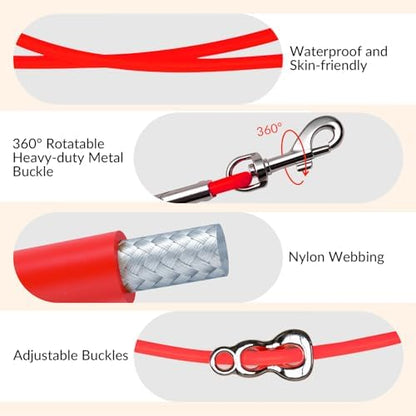 8.2ft Hands Free Dog Leash,Versatile Waist & Crossbody Lead for Medium Dogs,Waterproof & Adjustable for Running Jogging Walking, 360° Swivel Metal Buckle (Red) - Image 3
