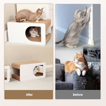 EHEYCIGA Cardboard Cat Scratcher House, 20-Inch Cat Scratch pad, White - Image 3