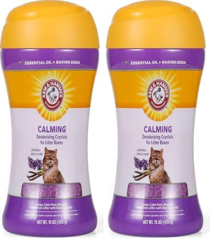 Arm & Hammer Cat Litter Deodorizing Crystals with Baking Soda, Odor Neutralizer, Dissolving Litter Box Deodorizer for Cat Litter Odor Control, Lavender and Vanilla Scent, 15 Oz - 2 Pack by ARMHAMMER