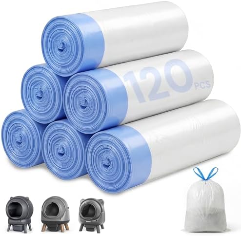 120 Count 21.65" x 11" Cat Litter Box Liners for Self Cleaning Litter Box, Extra Thick Heavy Duty Cat Litter Bags Replacement, 6-8 Gallons of Capacity by Cavrtbany