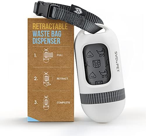SVD.PET Dog Poop Bag Dispenser, Waste Bag Retractable, Pearl White by SVDPET