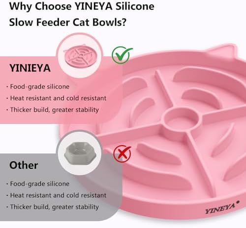 YINEYA 2 Pcs Silicone Slow Feeder Cat Bowl, Cat Slow Feeder for Food Training, Interactive Puzzle Bowls for Puppy, Kitten Dishes to Prevent Overeating, Treat Toys Suitable for Dry and Wet Food - Image 4