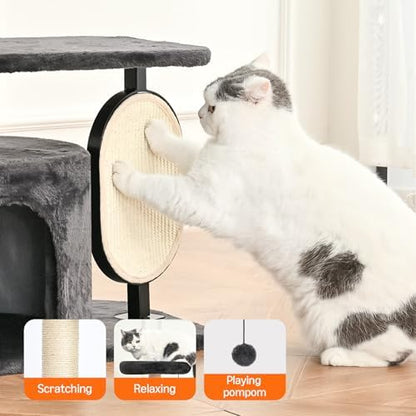 Amazon Basics Cat Tree Tower for Indoor cat, Solid Steel Frame with Removable Scratching Pad, Gray, 32 Inches - Image 4