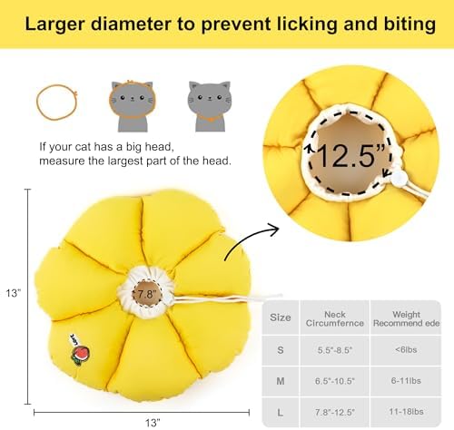 HiDREAM Cat Cone Collar,Cute Waterproof Elizabethan e Collar for Cats,Anti-Bite Lick Wound Healing Safety Cat Recovery Collar,Yellow Flower All-Season Style - Image 5