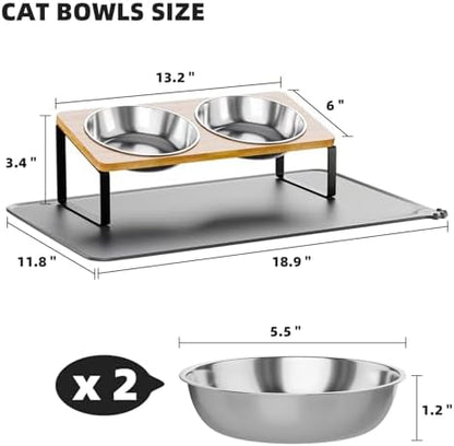 Elevated Whisker Friendly Cat Bowls, 15 Tilted Stand Anti Vomiting Raised Dishes for Food and Water, Stainless Steel Bowls for Cats and Puppy - Image 5