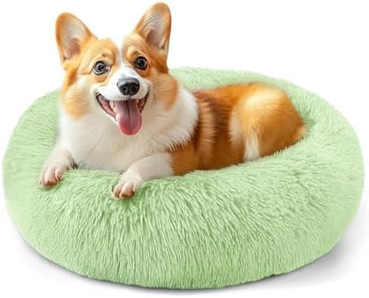 28in Large Dog Bed, Calming Donut Bed for Puppy and Kitten (Green) by Hoewina