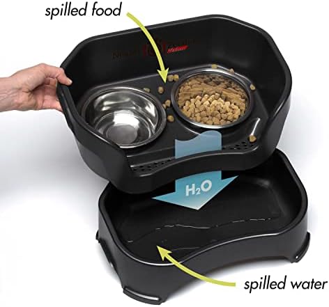 Neater Pet Brands Neater Feeder Deluxe Mess Proof Cat Bowls Elevated, Made in USA, No Spill Raised Bowls for Indoor Cats, Stainless Steel Food and Water Bowl Set, Pet Dish Feeding Station, Black - Image 3
