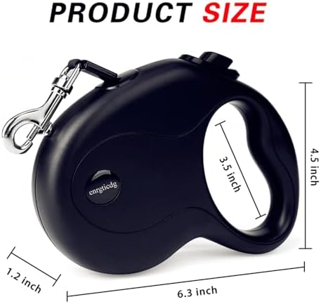 enrgticdg 16Ft Retractable Dog Leash,Light Weight Leash for Small to Medium Dogs/Cats Up to 50lbs,Stainless Steel Spring Strong Nylon Tape, Tangle Free, One-Handed Brake. (Charcoal Black) - Image 3