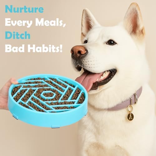 TOBYTO Slow Feeder Dog Bowls Large Medium Breed,Anti-Choking Slow Eating Dog Food Bowl,Non Slip Pet Slower Food Feeding Bowls Large Puzzle Slow Feeder Bloat Stop Maze Dog Dishes,Blue - Image 6
