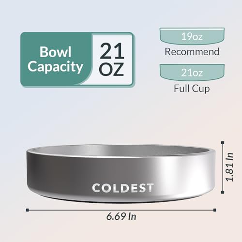 Coldest Dog Bowl - Anti Rust Metal, Non Slip, 3 Layers Insulated Stainless Steel Dog Bowls - Spill Proof & Heavy Duty - Water Bowl for Dogs, Cats, Dish Washer Safe (21 oz, Polished Stainless Steel) - Image 4