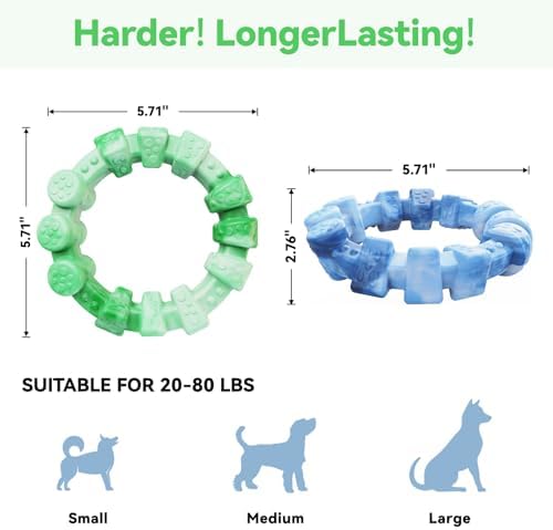 BoYoYo 2 Pack Dog Toys for Aggressive Chewers, Indestructible Dog Toys for Large Breed, Durable Chew Toy for Dogs to Keep Them Busy, Ring Toy for Trainging & Cleaning Teeth, Milk Flavored - Image 3