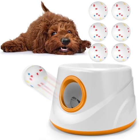 Automatic Ball Launcher for Dogs with 6 Balls, Dog Ball Thrower Launcher (Orange) by Unknown