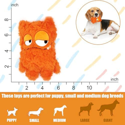Monster Stuffed Squeaky Dog Toy, Crinkle Dog Plush Toy, Orange - Image 7