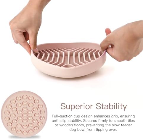 Silicone Slow Feeder Dog Bowls, Puzzle Design with Suction Cups (Pink) - Image 3