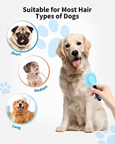 Glendan Dog & Cat Brush- Slicker Pet Brush- Shedding Grooming Tools (Blue) - Image 5