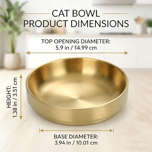 Whisker Fatigue Cat Bowl, 5.9" Shallow Cat Food Dish Stainless Steel, 2 Pcs - Image 3