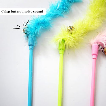 Cat Wand Toys, 3 PCS Interactive Feather Wands Colorful Cat Teaser Wand - Image 4