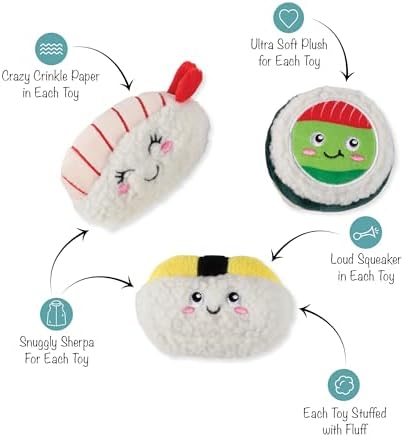 Fringe Studio Plush Dog Toy, 3 Pieces Set, Rice to Meet You, Pet Shop Collection (662178) - Image 2