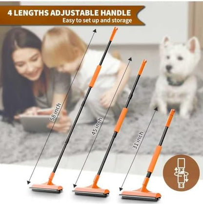 Carpet Rake for Pet Hair Removal - Reusable Dog & Cat Hair Remover with 58" Reinforced Steel Handle, 3-in-1 Professional Modular Rug Rake & Scraper Tool for Shag Rugs, Couch, Stairs (Orange) - Image 5