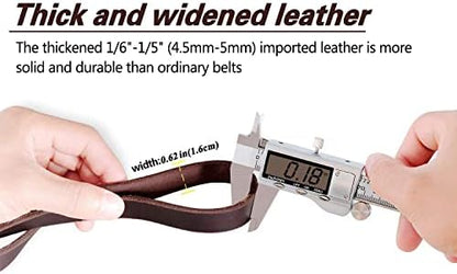 LWBMG Double Handle Leather Dog Leash 6 Foot - Heavy Duty Dog Leash with Traffic Handle - Braided Leather Lead for Small Medium Large Dogs - Image 3