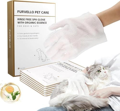 Pet Glove Wipes for Dogs & Cats, Rinse-Free, Individually Wrapped, 6 Count by FURVELLOPET
