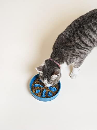 LE TAUCI PET Ceramic Slow Feeder Dog Bowls Small Breed, 0.5 Cups Dog Food Dish for Fast Eaters, Puzzle Bowl for Small Dogs and Cats, 5.5 Inch-Blue - Image 6