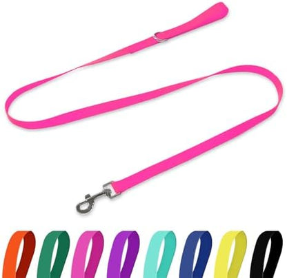 Waterproof Dog Leash, 5/6 FT Durable Odor-Proof Dog Leashes with Strong Metal Hooks Fits Small Medium or Large Dogs (Pink, 6FT - 1 inch Width) by KiddingPets