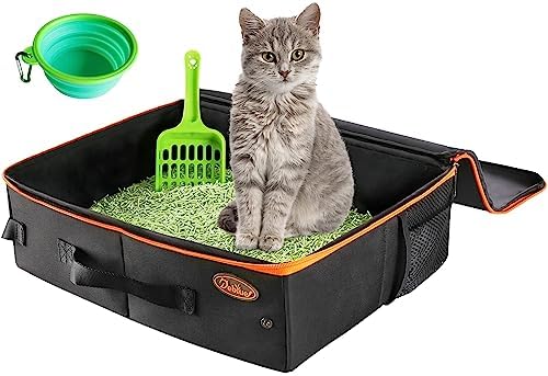 Deblue Portable Cat Travel Litter Box with Lid, Leak-Proof and Water-Proof, Lightweight Cat Litter Box for Car, Road Trip, Hotel, Airplane, and Outdoor-Black by DebluePetSupplies
