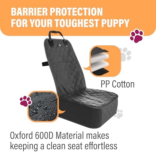 Active Pets Dog Car Seat Cover, Waterproof Front Seat Protector for SUV Truck Sedan, Pet Safety Travel Comfort System with Universal Fit, Grey - Image 5
