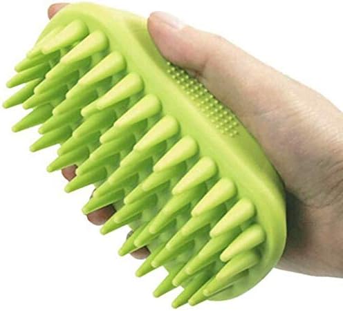 Pet Silicone Shampoo Brush for Long & Short Hair Medium Large Pets Dogs Cats,Shower Wash Curry Brush,Dog hair Products Accessories Dog Back Massage for Long & Short Hair Small Large Pets Dogs(Green) by Zoopolr