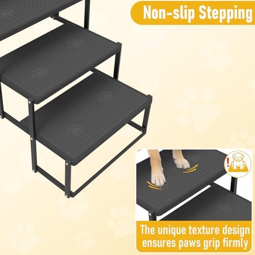 Dog Steps for Car, 5 Steps Foldable Dog Stairs for Large Dogs with Upgraded Non-Slip Surface, Pet Ramp Alternative, Heavy-Duty Plastic Pet Stairs for Vehicles, SUV, Truck, Lightweight & Portable - Image 3