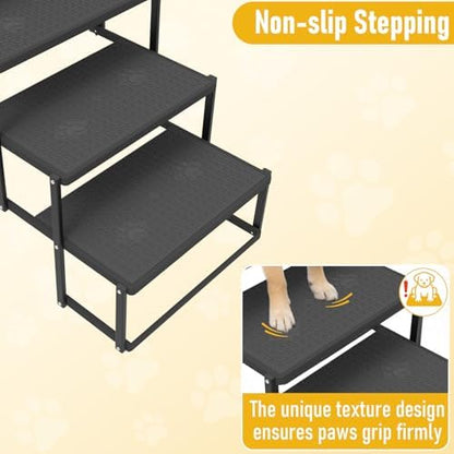 Dog Steps for Car, 5 Steps Foldable Dog Stairs for Large Dogs with Upgraded Non-Slip Surface, Pet Ramp Alternative, Heavy-Duty Plastic Pet Stairs for Vehicles, SUV, Truck, Lightweight & Portable - Image 3