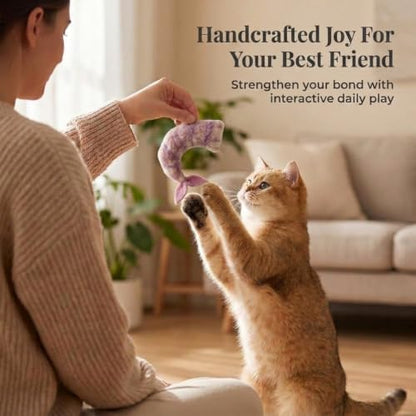 Glaciart One Wool Shrimp Cat Toys with Catnip | Interaction & Boredom Relief, Encourages to Exercise, Explore & Play | Filled w/Organic Herbs to Help Sooth or Reduce Anxiety - Image 4