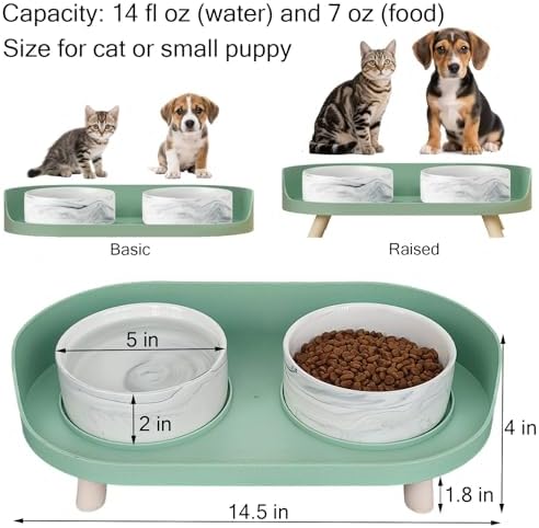 Raised Ceramic Cat Bowls with Stand, Weighted No Tip Over Spill Proof - Image 3