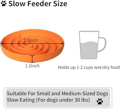 Bifeaw Slow Feeder Dog Bowls, Dishwasher Microwave Safe Silicone Puppy Puzzle Bowl with Non-Slip Design for Eating (Green and Orange) - Image 6